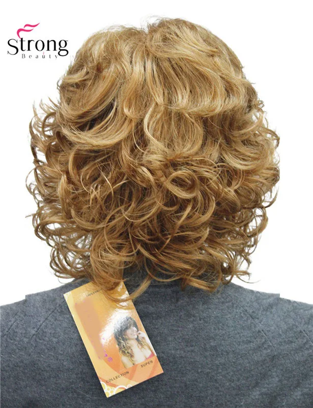 StrongBeauty женские короткие кудрявые термостойкие синтетические каштановые волосы парики выбор цвета - Цвет: 27C