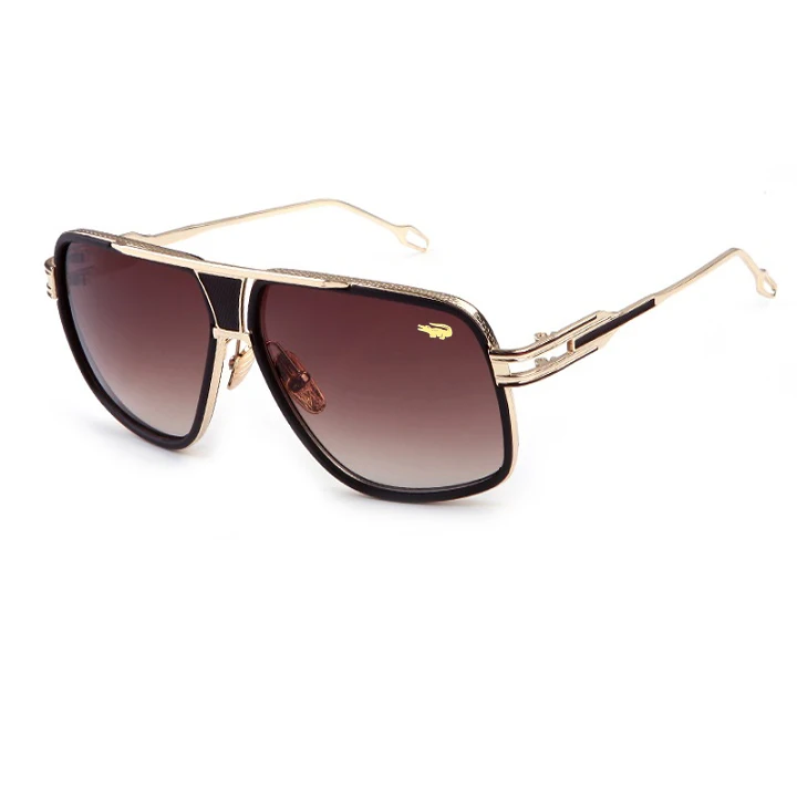 Gold double brown Мужские и женские солнцезащитные очки, новейшие винтажные очки с большой оправой, Летний стиль, фирменный дизайн, мужские солнцезащитные очки Oculos De Sol lunette de 1722 - Цвет линз: Gold double brown