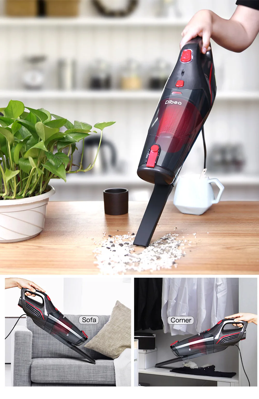 Dibea SC4588 2 в 1 шнур ручной пылесборник пылесос многофункциональная щетка бытовой аспиратор щелевой инструмент