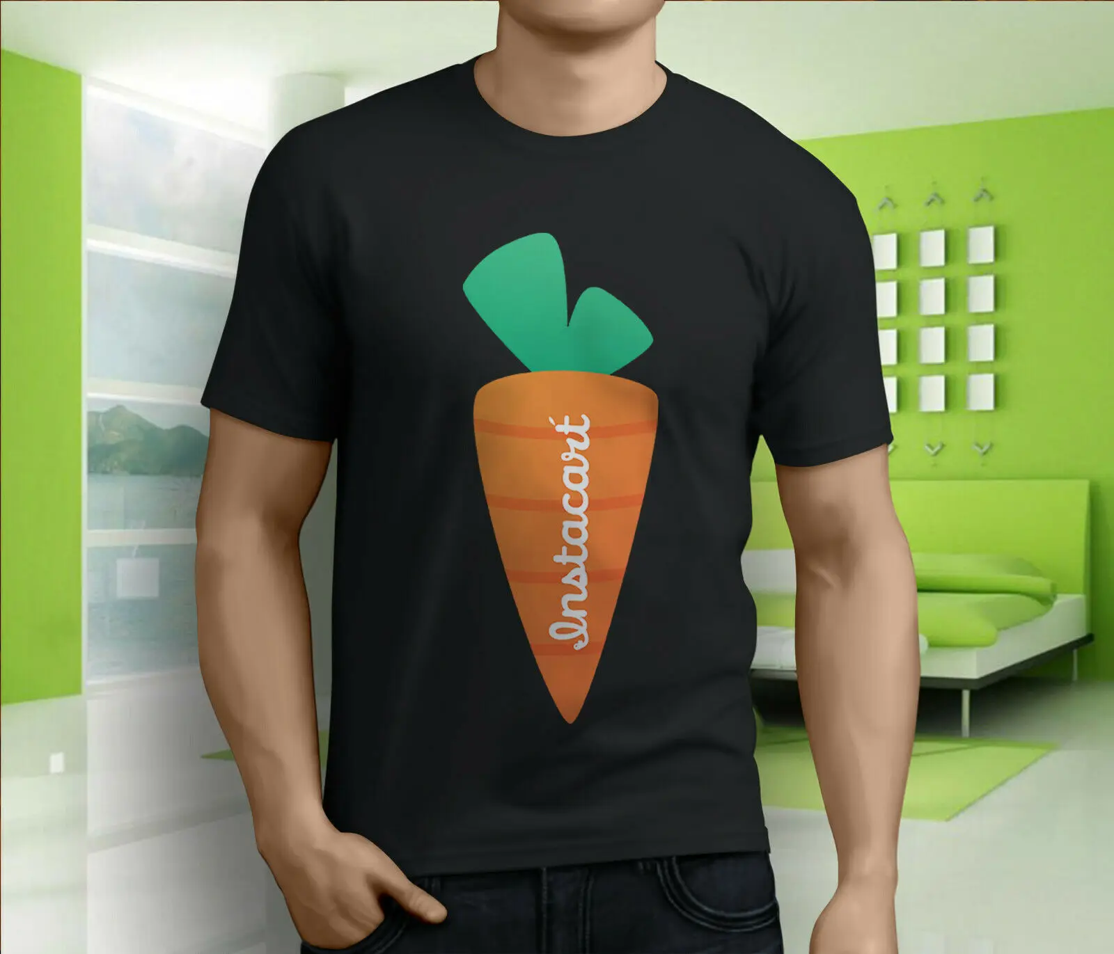 Новая популярная мужская Черная футболка Instacart Gift Подарочная Футболка с принтом