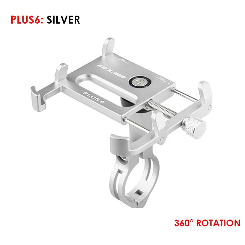 Plus-6 Silver ARVIN Алюминиевый держатель для телефона для мотоцикла, велосипеда, для iPhone, Регулируемый универсальный держатель для велосипеда, мобильного телефона, gps, крепление на руль, зажим, подставка - Цвет: Plus-6 Silver