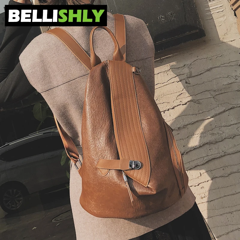 Bellishly travel accessories 2019 backpack women high quality PU leather shoulder bags women's back bag school vintage mochilas | Багаж и