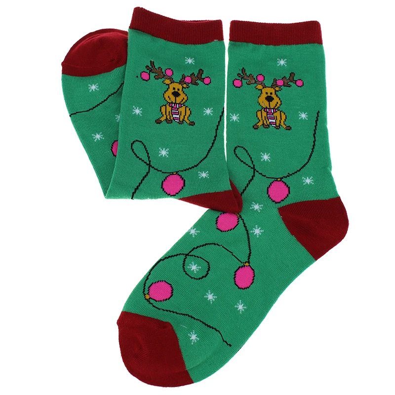 Акция 4 пары скандинавских рождественских хлопковых теплых носков с оленем