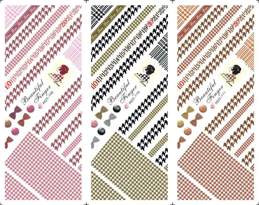 3 листа типсов/партия красочные решетки с узлом бантиком кружевной переводятся