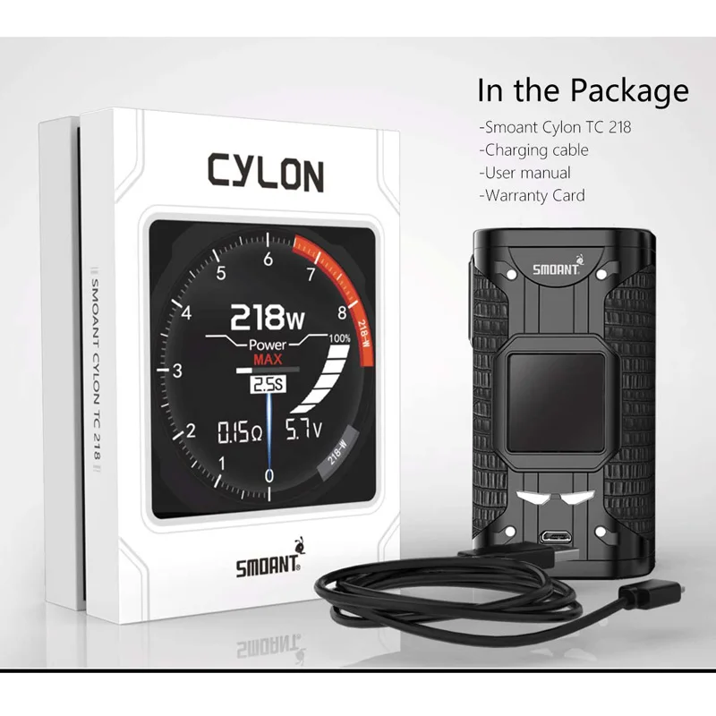 Оригинальный smoant Cylon 218 Вт TC Box MOD электронная сигарета CYLON Vape два интерфейса