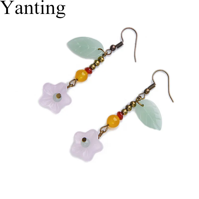 Женские серьги Yanting в виде цветка Листьев свисающие для женщин и девушек новые