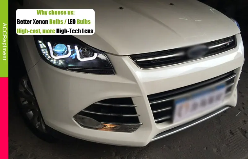 Автомобильный Стайлинг для Ford Escape Kuga головной светильник s U angel eyes 2013- для Kuga светодиодный светильник Q5 bi xenon объектив СВЕТОДИОДНЫЙ прожектор