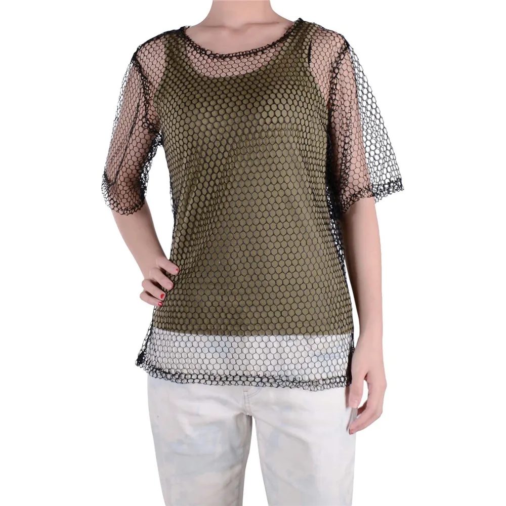 Неоновая Сетчатая футболка в стиле ретро 80-х годов сетчатая Верхняя