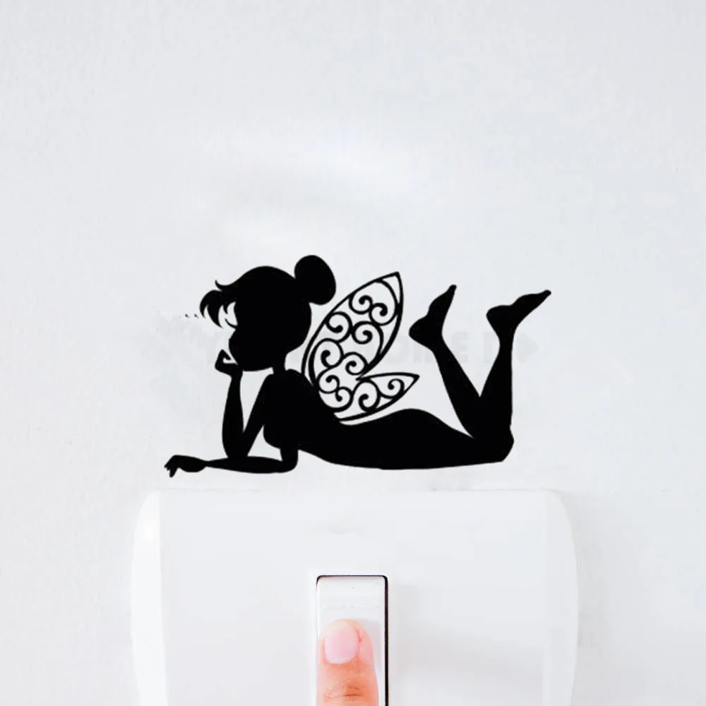 

Tinkabell fairy Vinyl Wall Sticker Art children room light switch stickerss Removable Nursery Bedroom Switch Stickers