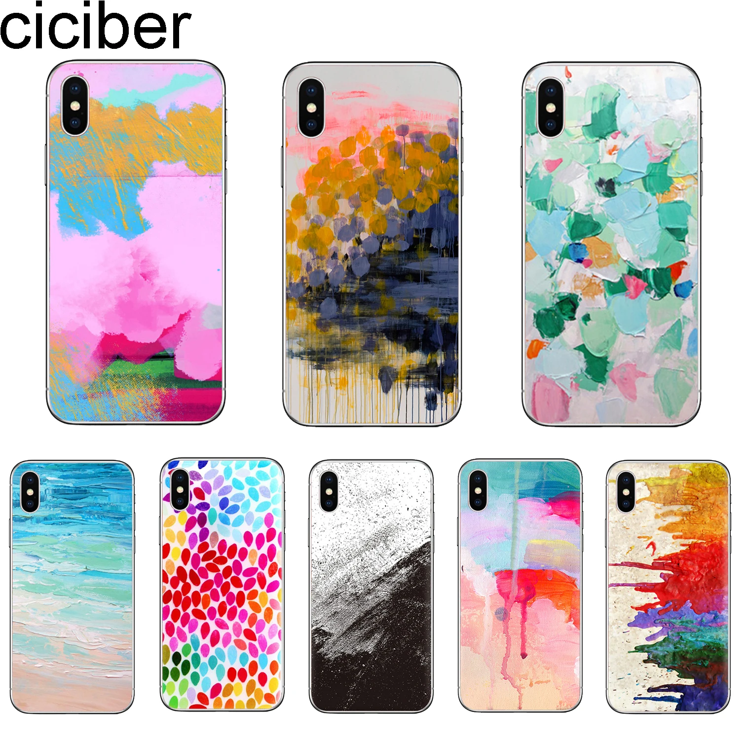 ciciber For iPhone 11 Pro Max 7 8 Plus X XR XS Cover iphone 6 6S 5 5S SE Phone Cases Graffiti Oil Painting Soft TPU |