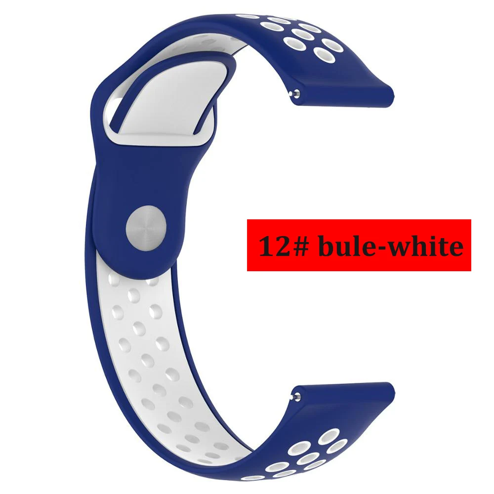 bule-white 12 Huawei watch gt ремешок для samsung gear S3/Galaxy watch 46 мм/Amazfit bip/Honor magic двойной цвет силиконовый браслет на запястье - Цвет ремешка: bule-white 12