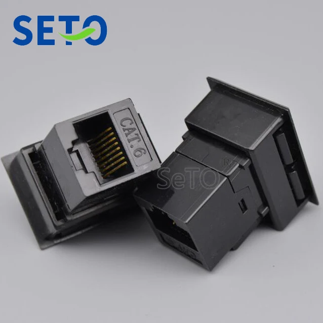 Сетевой модуль штепсельной вилки SeTo RJ45 Cat6 черный Keystone для розетки настенной