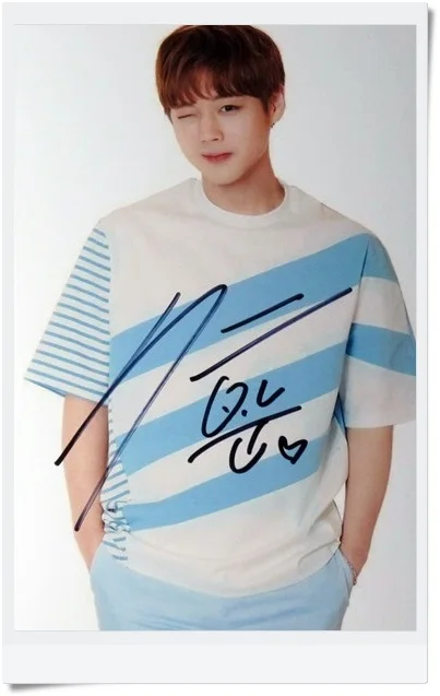 Подпись WANNA ONE парк Jihoon фото с автографом чтобы быть один 6 дюймов Бесплатная