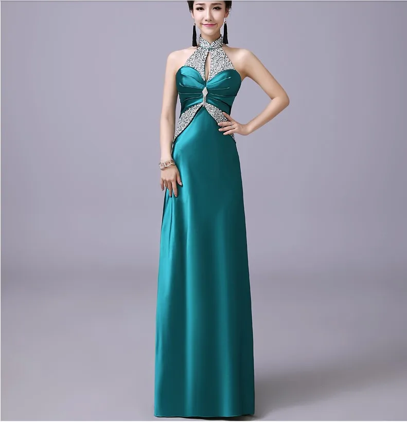 Женское платье с лямкой на шее элегантное зеленое в Европейском стиле размер L XL #