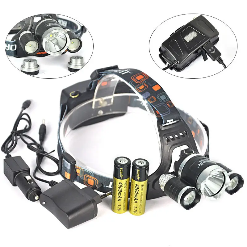 

Boruit 3xCREE XM-L2 R2 5000Lm LED Headlamp USB Head Lamp Linterna Frontal Head Light Torch 18650 Battery AC/Car Charger