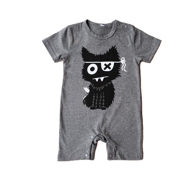 Baby Boys Clothes 2020 Summer New Cartoon Cat Cow Letter Short Sleeve Jumpsuit Newborn Toddler Infant Rompers |