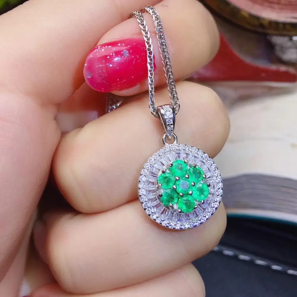 Sale11.11 Классическая зеленая изумрудная подвеска реальный драгоценный камень