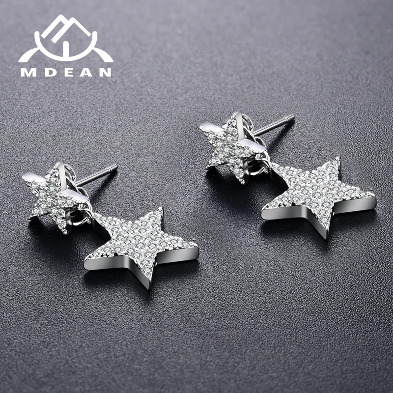 Серьги-гвоздики MDEAN для женщин ювелирные изделия цвета белого золота звезда