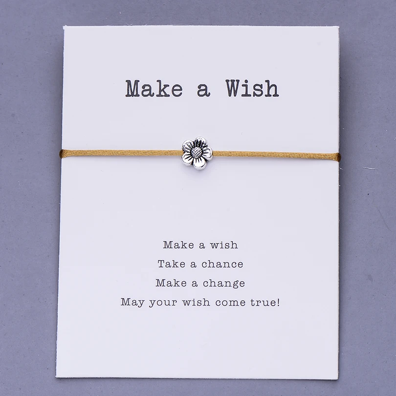 Pipitree Make a Wish, мини-браслет с цветами, женский, регулируемый, на удачу, красные браслеты, для женщин, детей, Wish, ювелирное изделие, карта, подарок