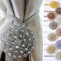 1pcs flower shape rhinestones magnet curtain tieback magnetic curtains buckle window screening ball clip holder home accessories