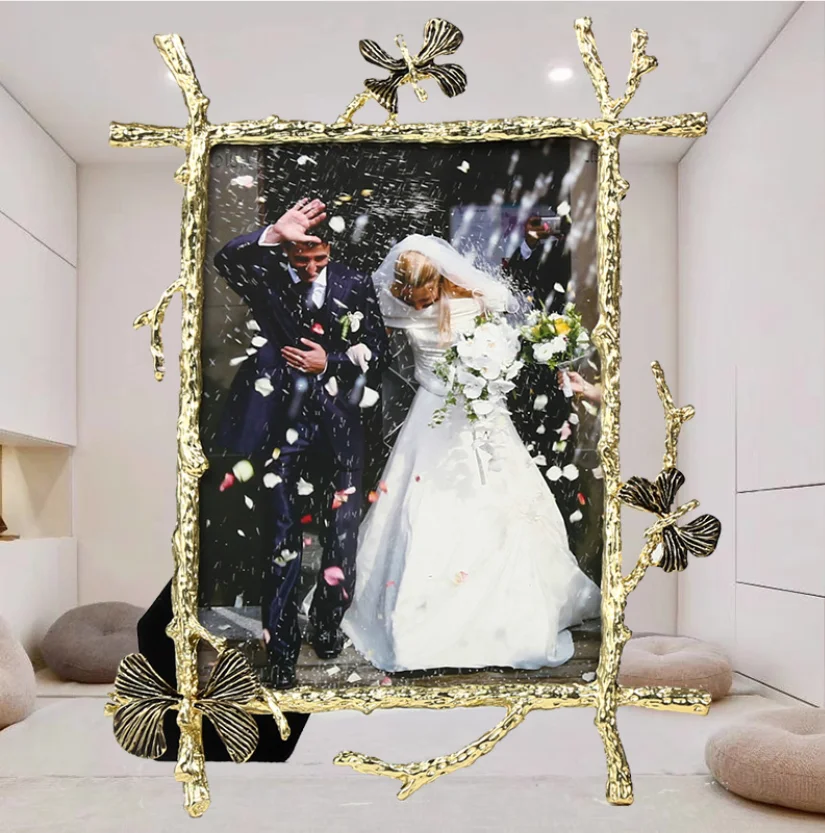 

Creative Zinc Alloy Photo Frame Plating Gold Butterfly Metal Photos Frames Photography Wedding Picture Frame Home Decoration