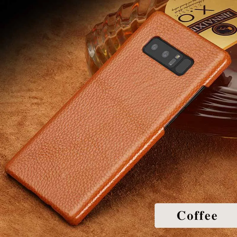 Защитный чехол из натуральной кожи с текстурой личи для samsung S10 plus S9 S8 note 10Pro 9 8, деловой чехол для телефона samsung A70 A50 - Цвет: Кофе