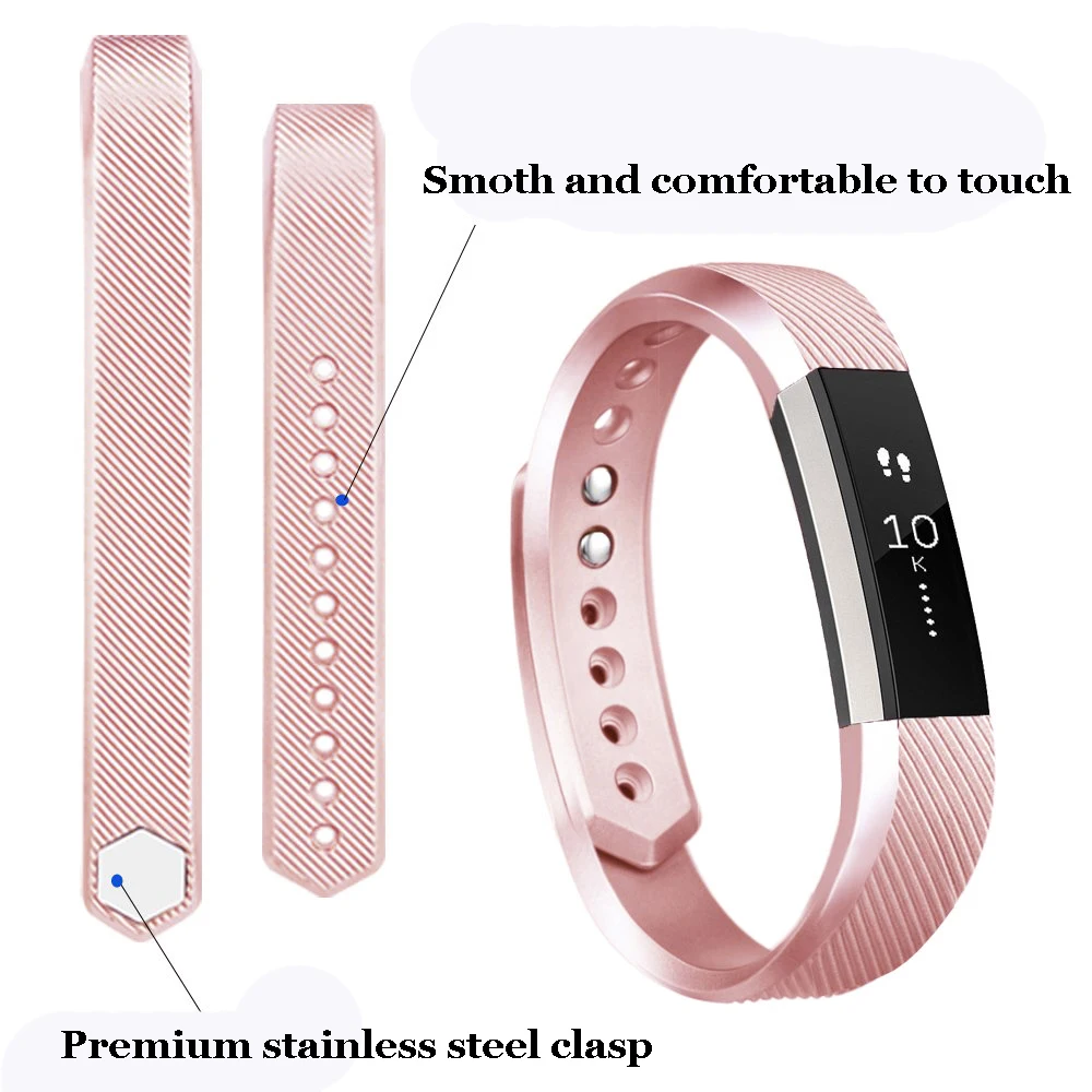 Розовое золото смарт часы ремешок для Fitbit Alta оснастки дизайн Мягкий ТПУ сменный ремешок на запястье для Fitbit Alta HR маленький большой