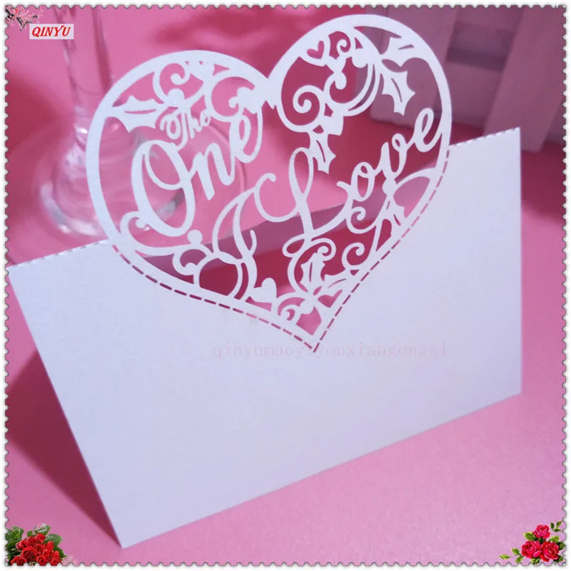 Модные сиденья карты 50 шт. Популярные любовь сердце кружева свадебный стол декор