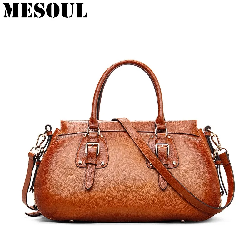 

Сумки MESOUL из натуральной кожи, женские сумки через плечо, Женская винтажная Стильная дизайнерская брендовая роскошная сумка-тоут, коричнев...