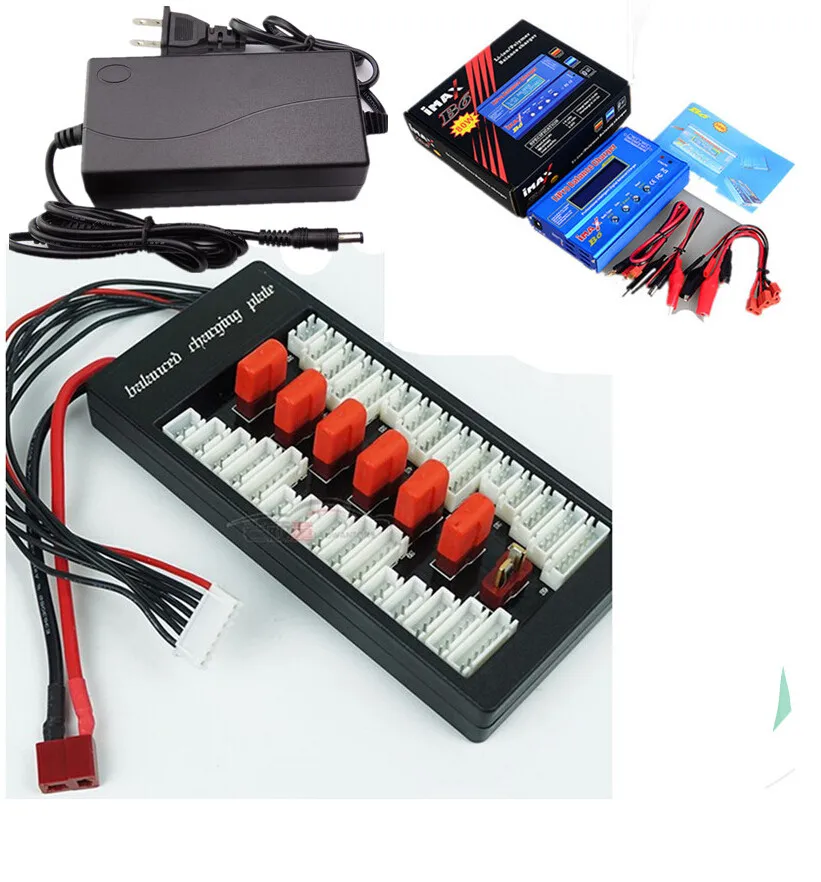 AKASO iMAX B6 ЖК-экран цифровой RC Lipo NiMh батарея баланс зарядное устройство+ XT60/T вилка адаптер плата 2-6S+ 12 В 6A адаптер питания - Цвет: with T adaptor
