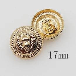 17mm gold Lion style Золотого и серебряного цвета, металлические кнопки в стиле льва, аксессуары для одежды из сплава, материалы для рукоделия, Швейные аксессуары, свадебные принадлежности для рукоделия - Цвет: 17mm gold Lion style