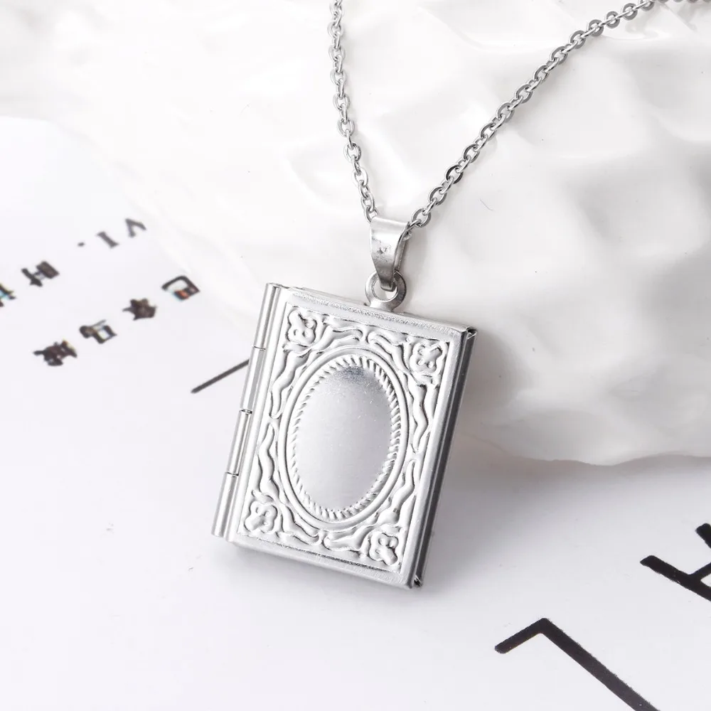 Everfast 1 шт. новая фоторамка ожерелье с квадратной подвеской из нержавеющей стали медальон с подвесками Ожерелье женское модное ювелирное изделие