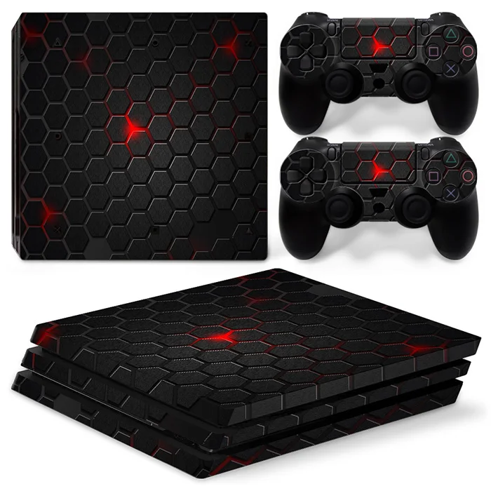 Все черный винил кожи Стикеры для sony PS4 Pro консоли и 2 контрольная панель# TN-P4Pro-1404