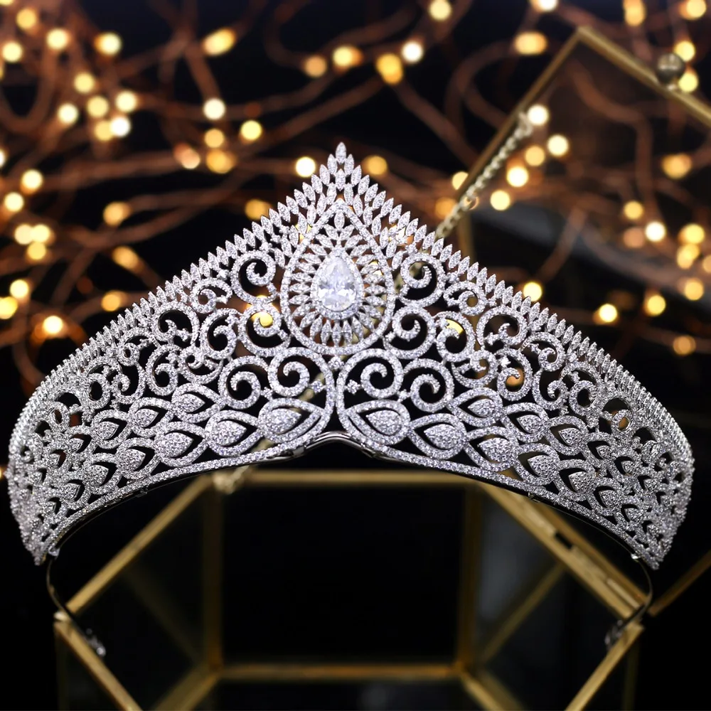 Asnora Роскошные Кристаллы тиары свадебная корона coroa de noiva Свадебные аксессуары для волос Принцесса короны Циркон тиара