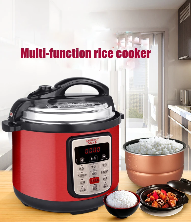 Multifunction Pressure Slow Cooking Pot Rice Soup Stew Cooker Stainless Steel Electric Heated Food Container 220V 900W | Бытовая