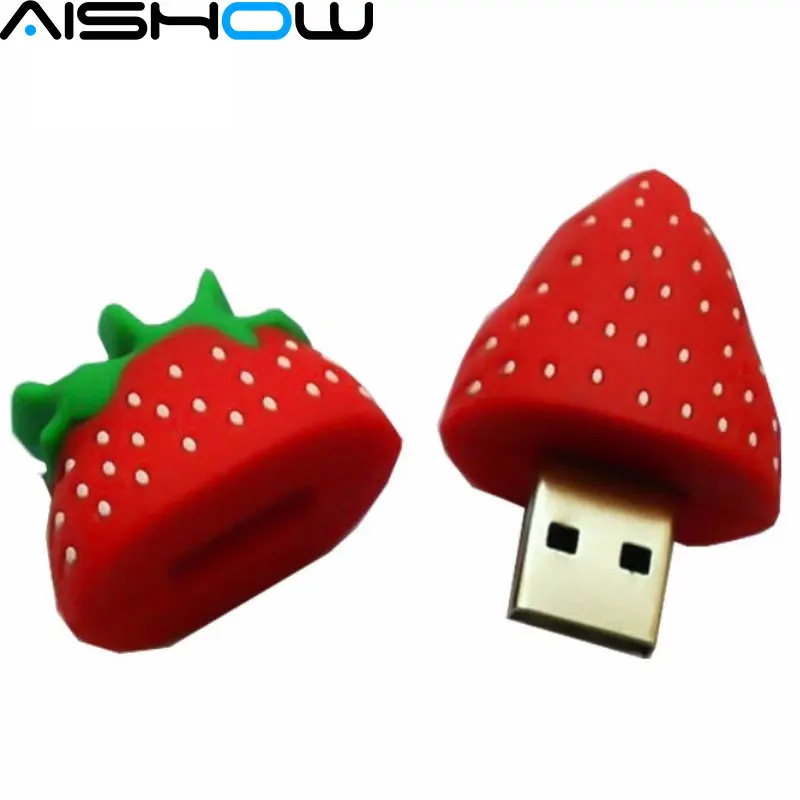 С мультипликационным принтом в виде клубники USB флеш-накопитель 4GB/8GB/16GB/32GB/64 ГБ