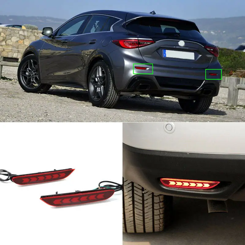 

LED Rear Bumper Reflector Fog Brake Turn Indicator Lights For Infiniti Q30 2013-2018