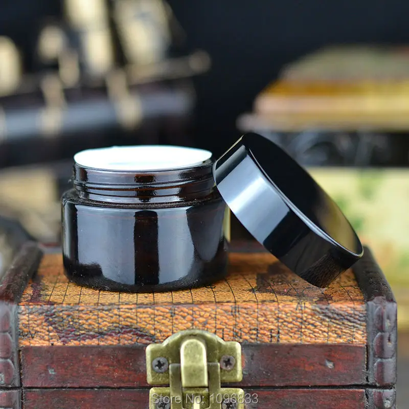 30 г стеклянная банка темно-коричневая черная крышка косметическая для крема