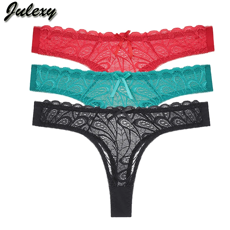 Кружевные стринги Julexy 3 шт./лот нижнее белье для женщин комфортные трусы с низкой