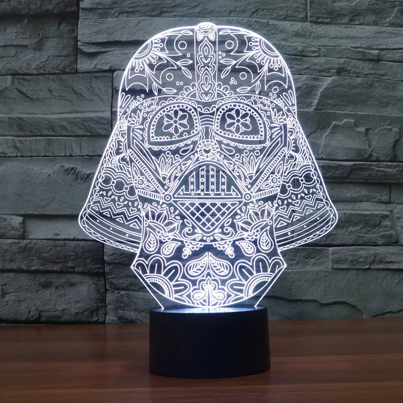 7 Красочная 3d лампа Светодиодная стереовидение настольная лампа черный рыцарь сенсорный выключатель ночник Luminaria Led 3d свет