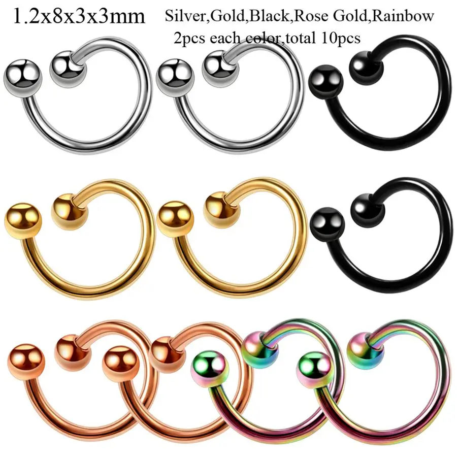 10 шт./лот G23 титановый пирсинг для уха Tragus Cartliage пирсинг Orelha Helix серьга-гвоздик для пирсинга ювелирные изделия для тела - Окраска металла: Style16 v 1.2x8x3mm