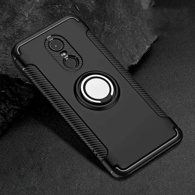 black case Палец кольцо 360 полной защиты чехол на сяоми редми 5 плюс редми ноут 4 ноут 4x ксиоми редми 4x 4a ноут 3 / чехол Xiaomi Redmi 5 Plus Note 4X Note 4 Redmi 4X 4A Note 3 Силиконовая чехол сяоми ми а2 лайт - Цвет: black case