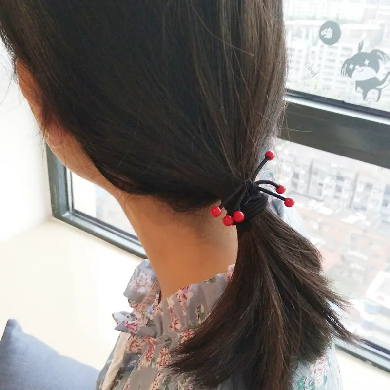 10 шт./партия Красные эластичные резинки для детей держатель конского хвоста