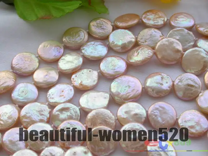 

Z2958 long 100" 14mm pink coin freshwater pearl necklace