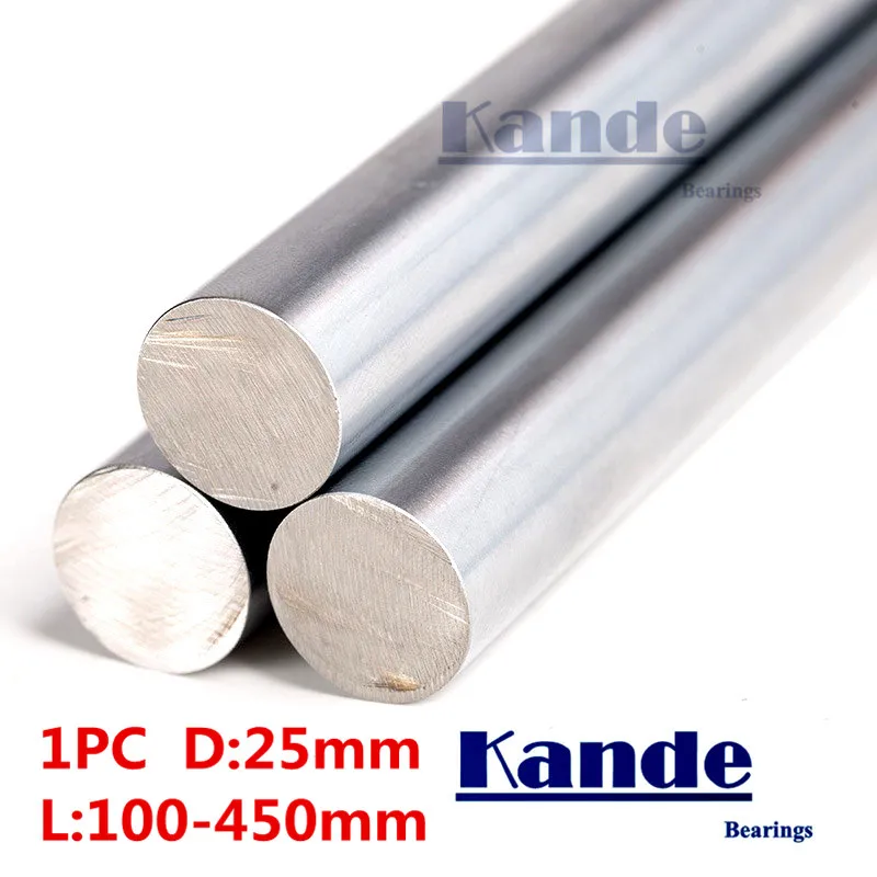 Kande Bearings 1pc d:25mm  3D printer rod shaft 25mm linear shaft 100mm chrome plated rod shaft CNC parts 100-450mm