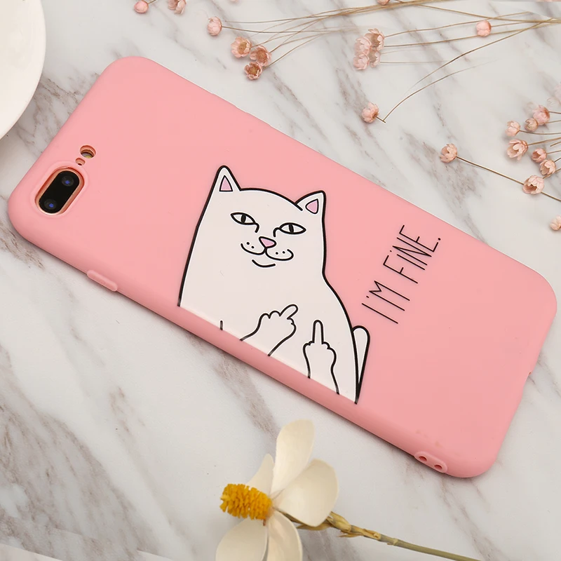 Тонкий чехол Zagter с мультяшным котом для iphone 7 6 6S 5 8 Plus 11 X XR XS MAX карамельные цвета |