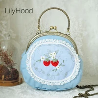 lilyhood 2021 handmade girly cute blue lolita small shoulder bag female girl cossplay inspired dirndl candy color round handbag