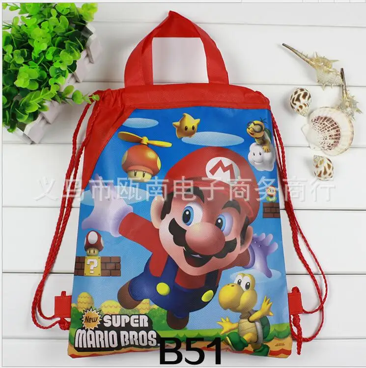 B 1 шт. школьный рюкзак Super Mario Bros для мальчиков, сумка на шнурке с рисунком Человека-паука для девочек, Студенческая сумка для книг, детская школьная сумка - Цвет: B
