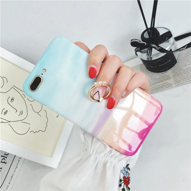 Роскошное кольцо на палец держатель мраморный чехол для iPhone X XS 7 6 S 8 Plus Fundas Мягкий
