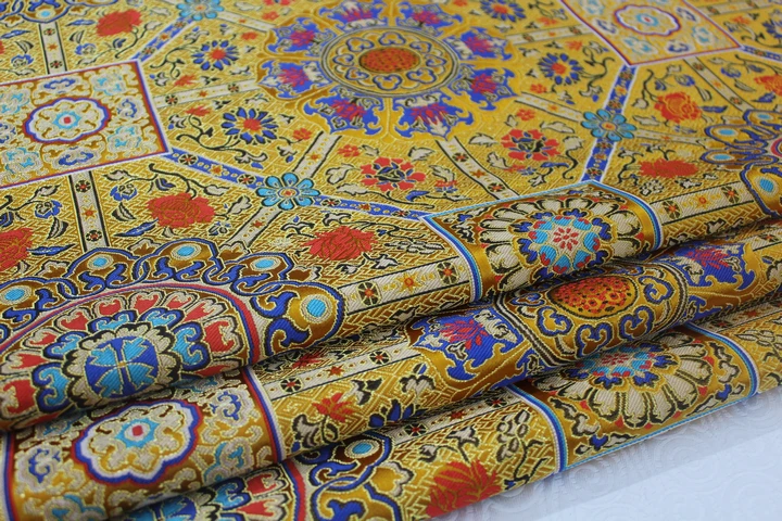 Китайский ветер, Монголия, тибетская ткань для одежды, декоративная пленка, халат, ручная работа, антикварная жаккардовая парча, шелковая ткань